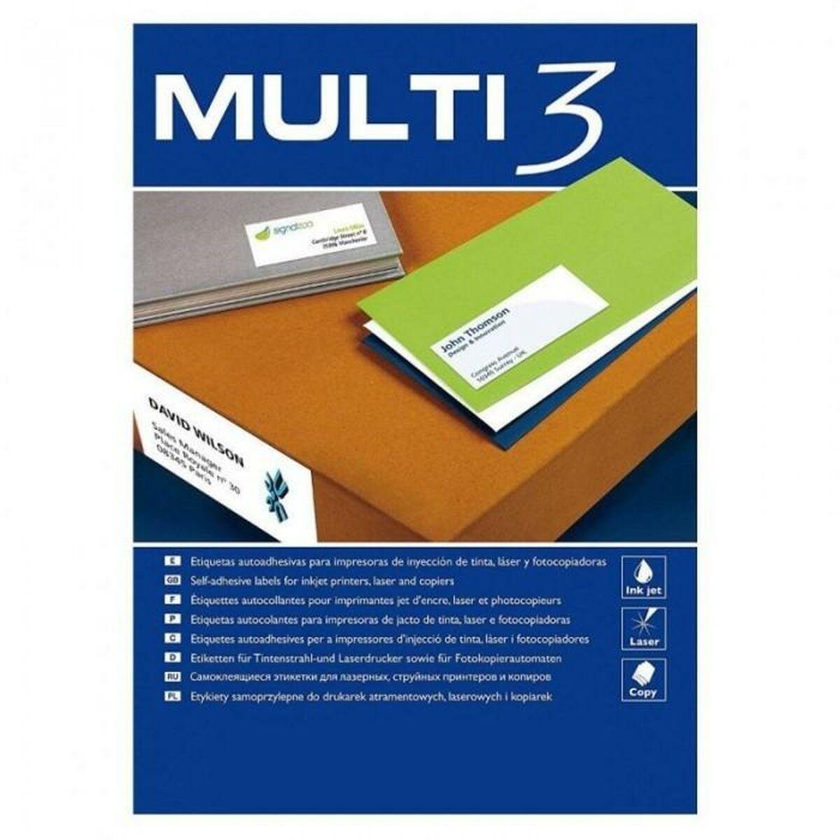 MULTI 3 printeretiketter - Hvid, 70 × 30 mm, 100 ark (A4)