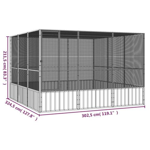 Fuglebur 302,5x324,5x211,5 cm galvaniseret stål antracitgrå