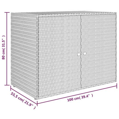 Opbevaringsskab til haven 100x55,5x80 cm polyrattan sort