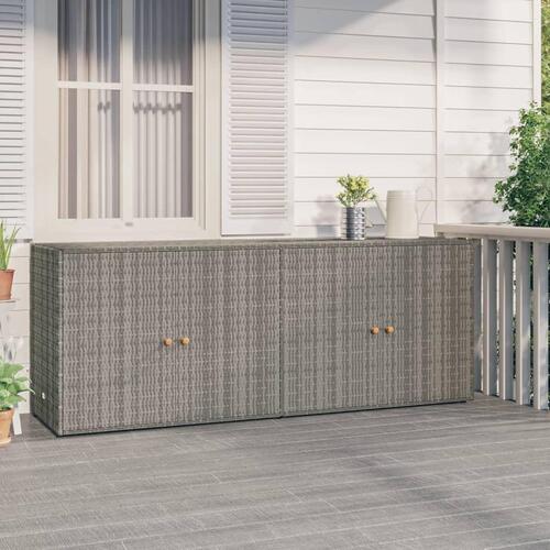 Opbevaringsskab til haven 198x55,5x80 cm polyrattan grå