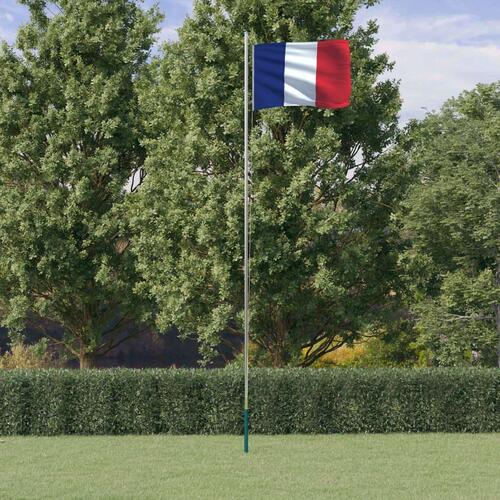 Frankrig flag og flagstang 6,23 m aluminium