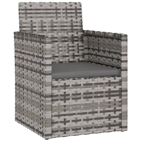 Havestol med hynde i polyrattan - grå