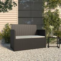 Havebænk med hynder 105 cm polyrattan sort