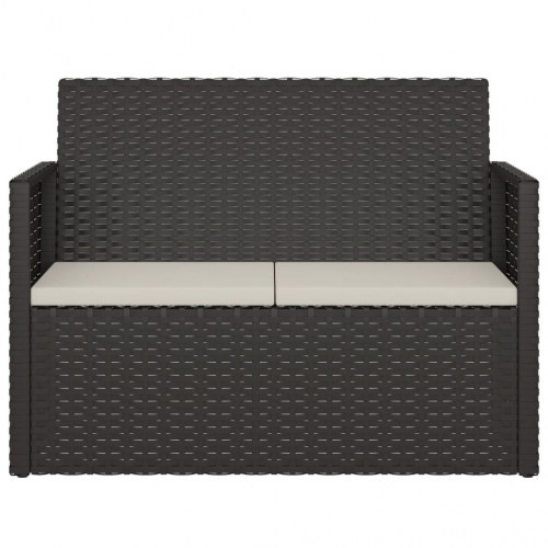 Havebænk med hynder 105 cm polyrattan sort