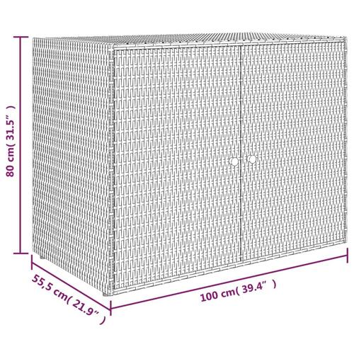 Opbevaringsskab til haven 100x55,5x80 cm polyrattan grå