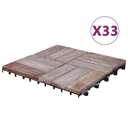 Terrassefliser 33 stk. 30x30 cm massivt genbrugstræ