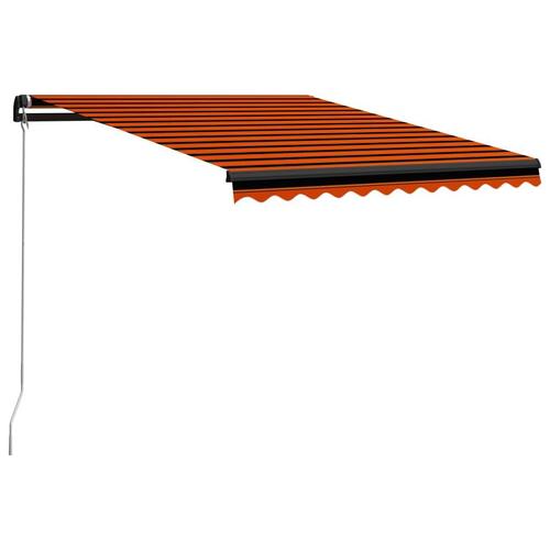 Markise m. LED-lys 300x250 cm manuel betjening orange og brun