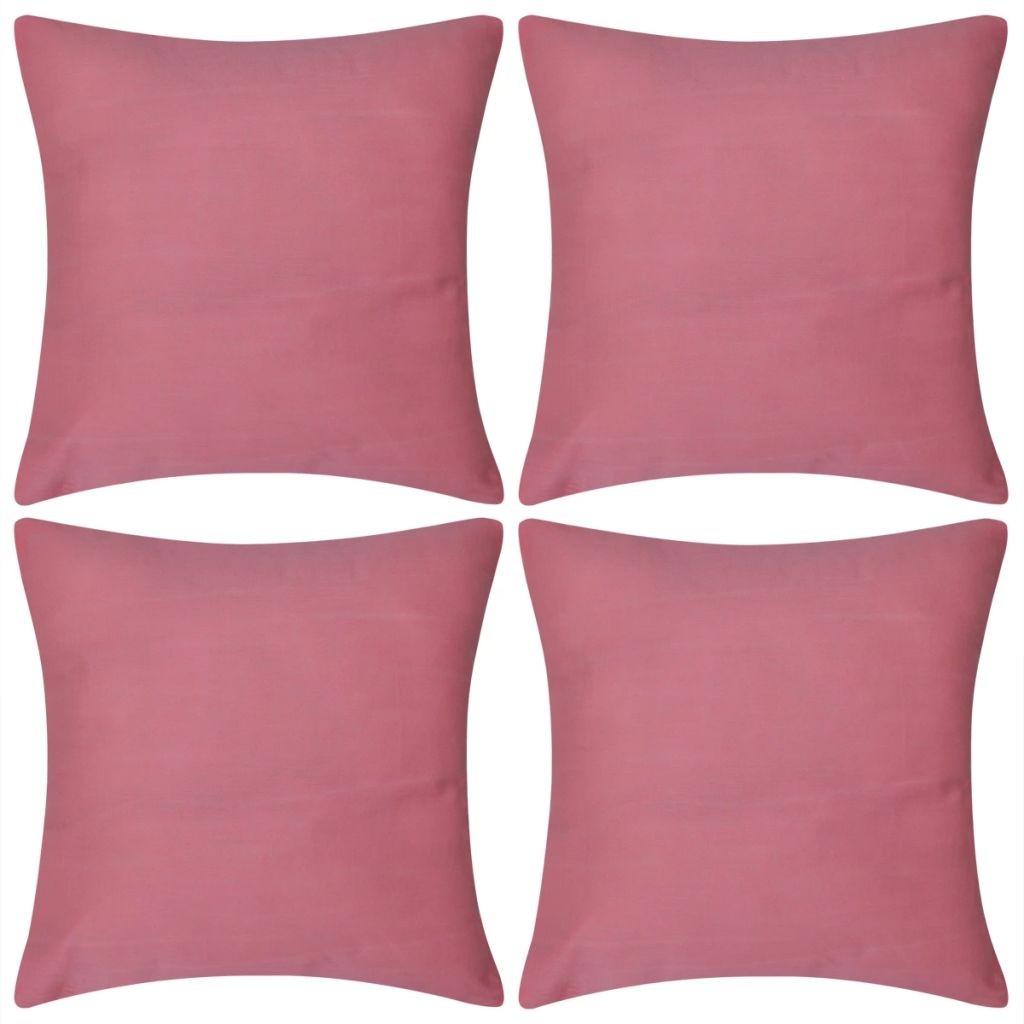 4 pink pudebetræk i bomuld 40 x 40 cm
