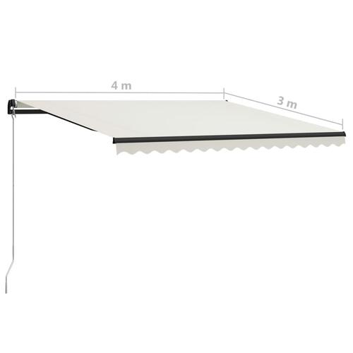 Markise m. LED-lys 400x300 cm manuel betjening cremefarvet