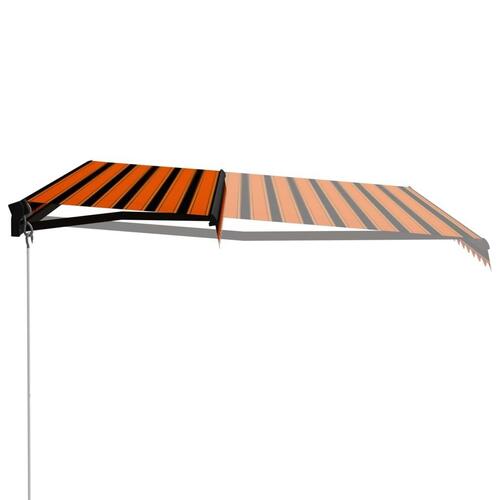 Markise m. LED-lys 400x300 cm manuel betjening orange og brun