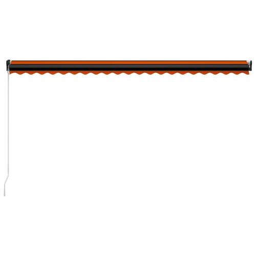 Markise m. LED-lys 500x300 cm manuel betjening orange og brun