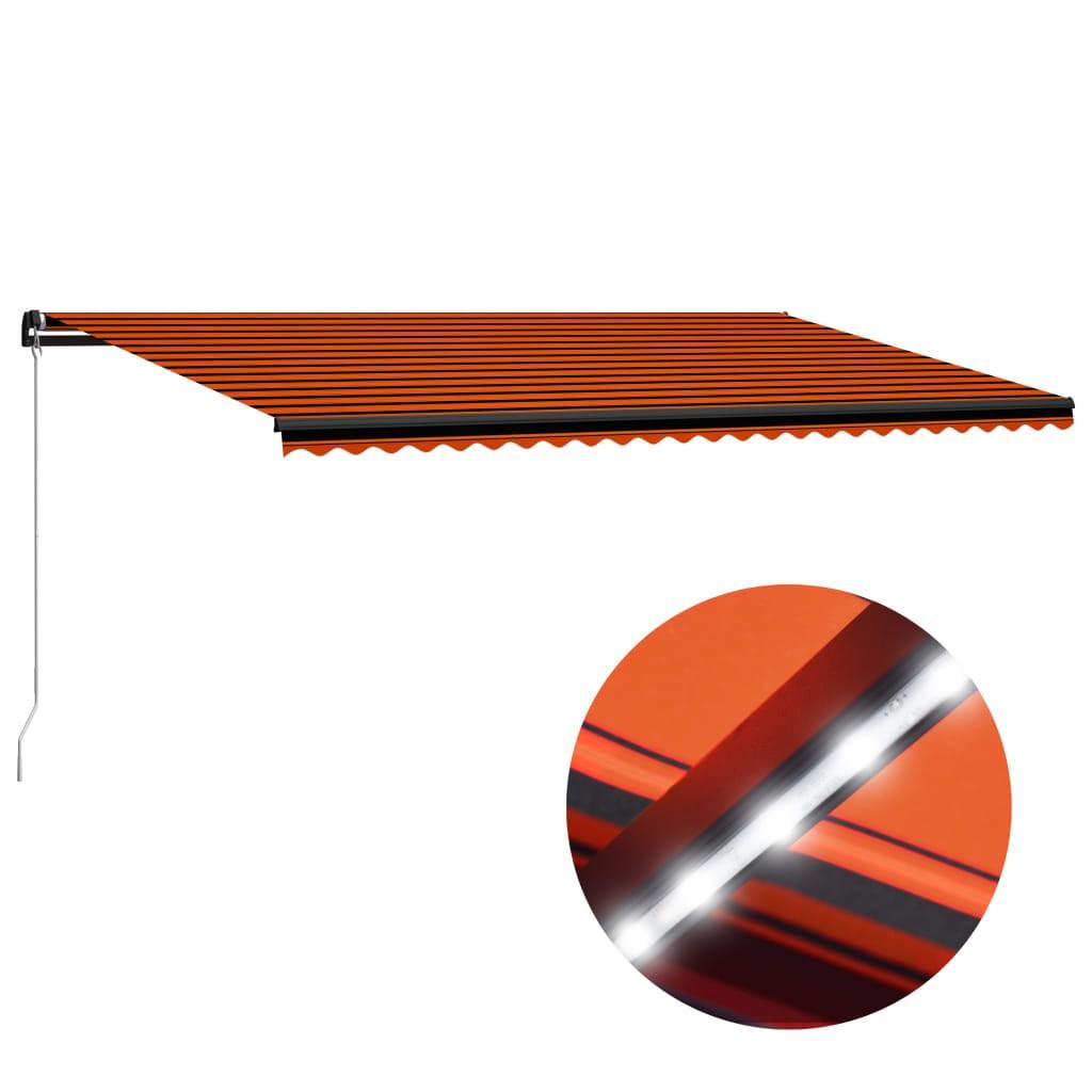 Foldemarkise manuel betjening 600x300 cm orange og brun