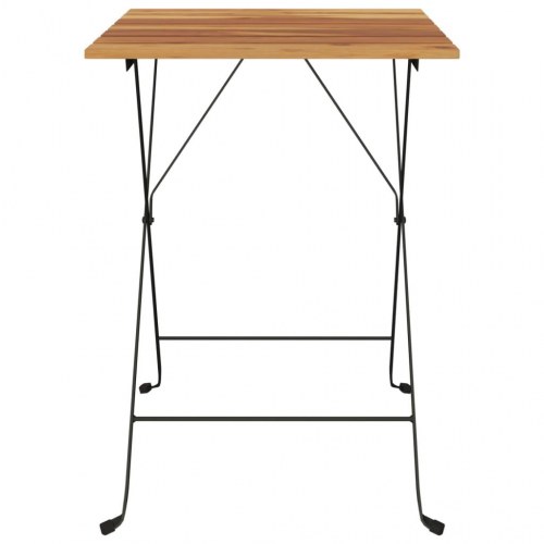 Foldbart bistrobord 55x54x71 cm massivt teaktræ og stål