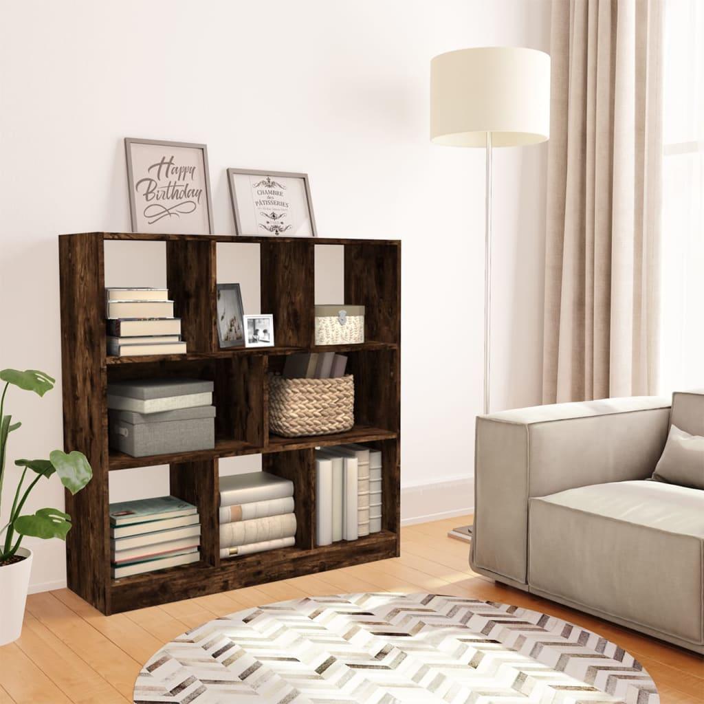 Bogreol 97,5x29,5x100 cm konstrueret træ røget egetræ