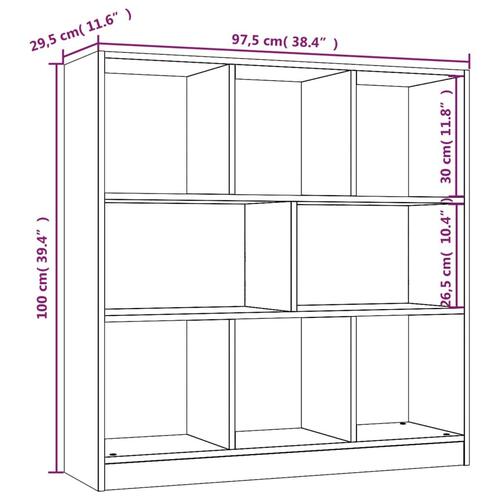 Bogreol 97,5x29,5x100 cm konstrueret træ røget egetræ