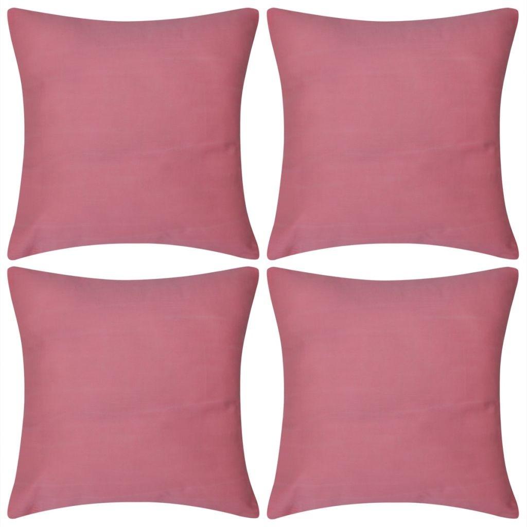4 Pink pudebetræk bomuld 50 x 50 cm