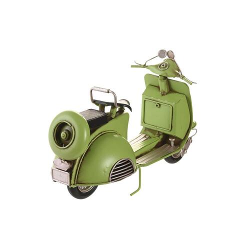 DKD Home Decor dekorativ motorcykelfigur, vintage metal, 26 × 10 × 17 cm (sæt á 3) - grøn, pink og syren