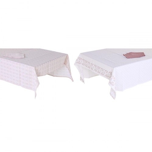 Dug med servietter, 150 × 250 cm, pink/hvid (2 sæt)