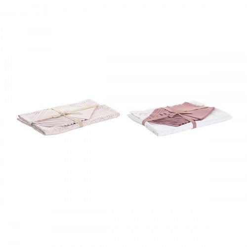 Dug med servietter, 150 × 250 cm, pink/hvid (2 sæt)