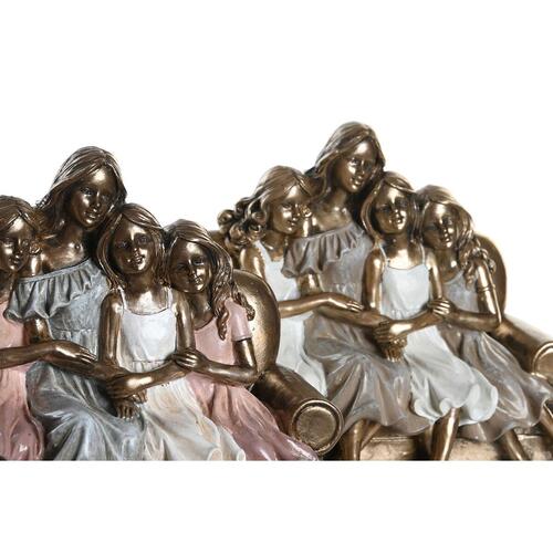 Dekorativ figur 17 x 10,5 x 15,5 cm Pink Gylden Hvid (2 enheder)