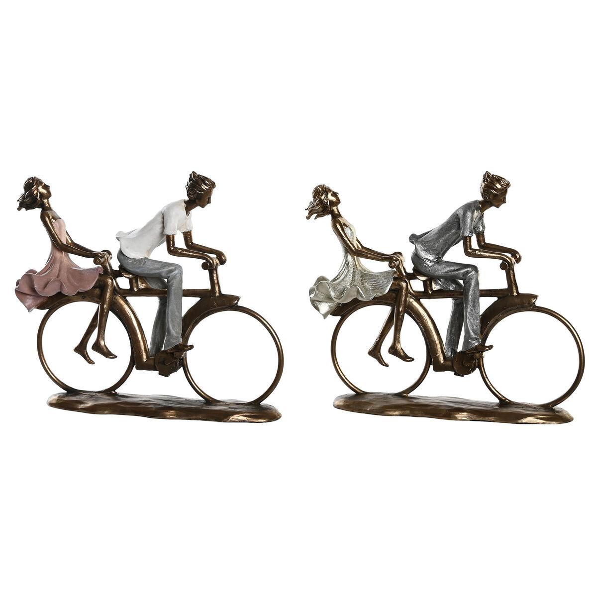 Dekorativ figur 27 x 9,5 x 23 cm Pink Gylden Hvid (2 enheder)