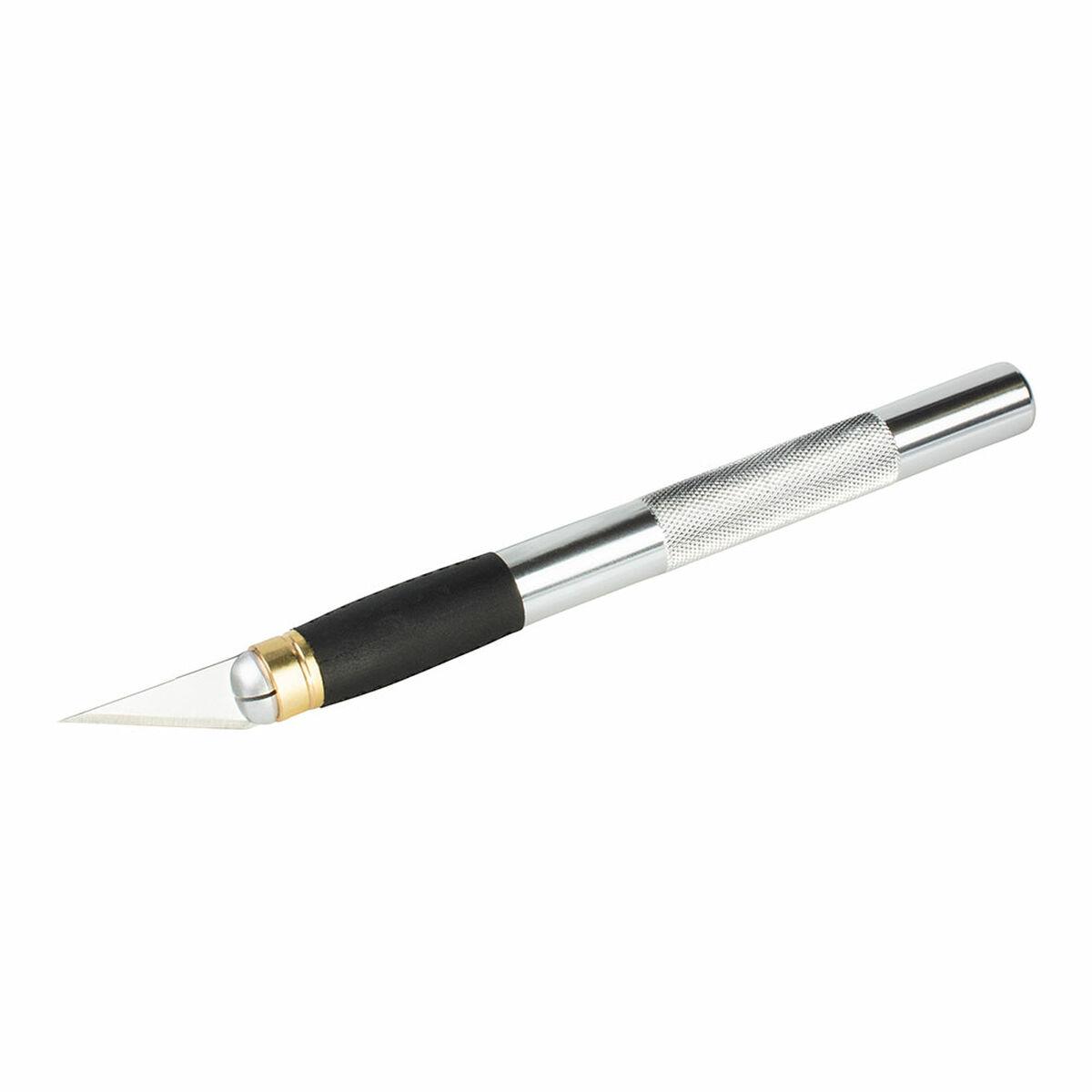 Wolfcraft 4195000 præcisions-hobbykniv i aluminium, sølvfarvet