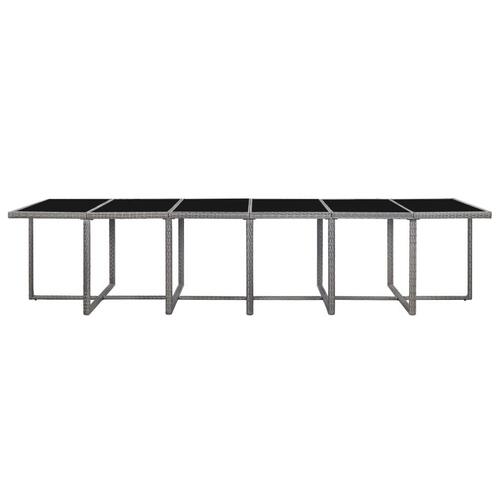 Udendørs spisebordssæt med hynder 17 dele polyrattan grå