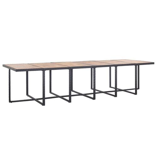 Udendørs spisebordssæt 17 dele med hynder polyrattan sort