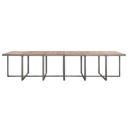 Udendørs spisebordssæt 17 dele med hynder polyrattan grå