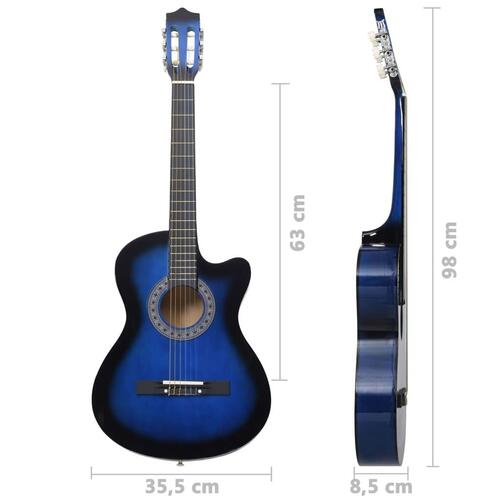 Klassisk western cutaway-guitar med 6 strenge 38" blå