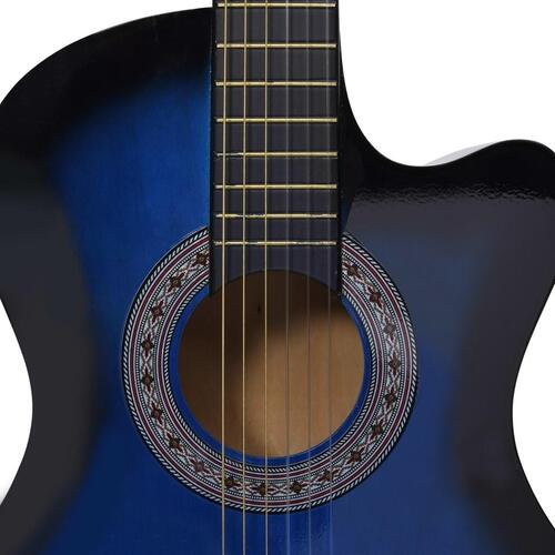 Klassisk western guitarsæt 12 dele med 6 strenge 38" blå