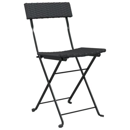 Foldbart bistrosæt 3 dele polyrattan sort