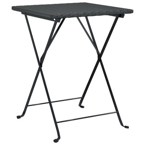 Foldbart bistrosæt 3 dele polyrattan sort