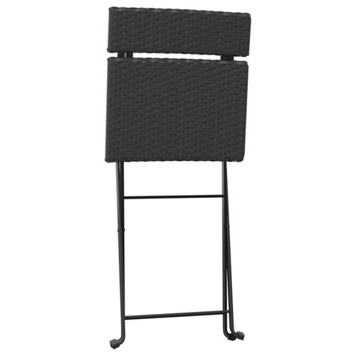 Foldbart bistrosæt 3 dele polyrattan sort
