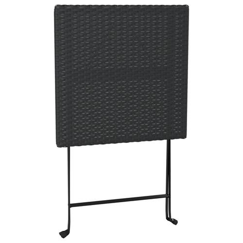 Foldbart bistrosæt 3 dele polyrattan sort