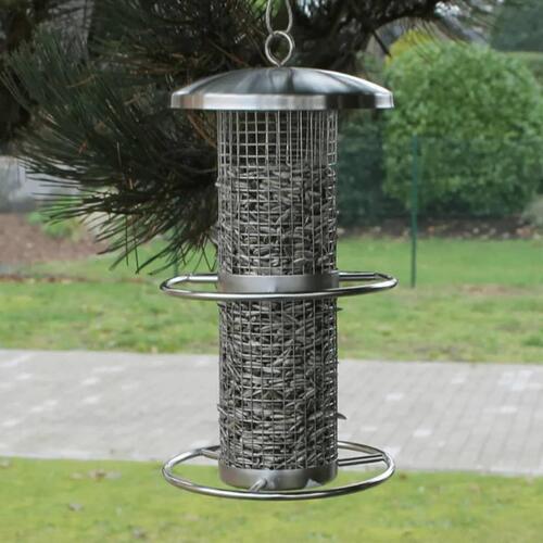 hængende foderautomat til fugle 14x27,5 cm rustfrit stål