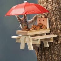 foderanordning med parasol til egern beige