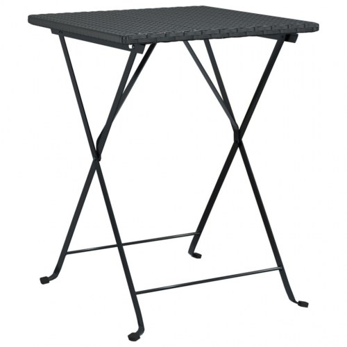 Foldbart bistrobord i polyrattan - 55 × 54 × 71 cm, sort