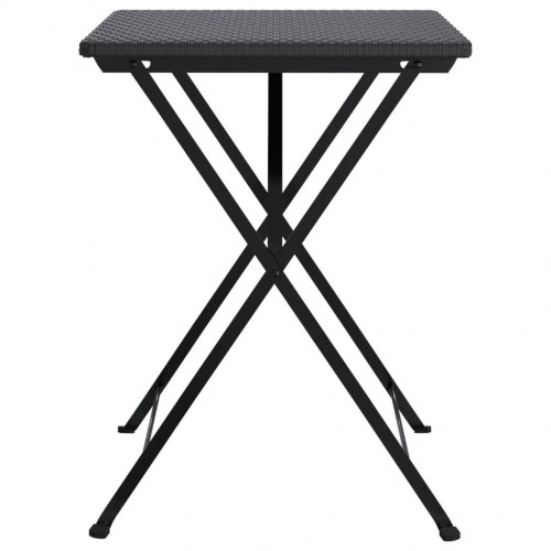 Foldbart bistrobord i polyrattan - 55 × 54 × 71 cm, sort