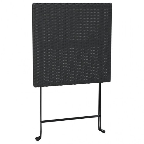 Foldbart bistrobord i polyrattan - 55 × 54 × 71 cm, sort