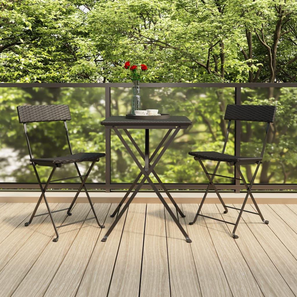 Foldbare bistrostole 2 stk. polyrattan og stål sort
