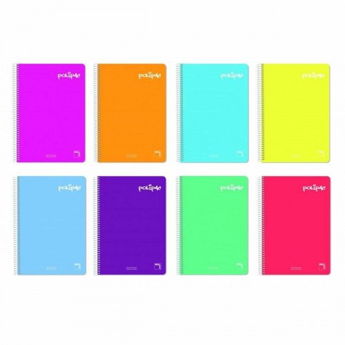 Pacsa Polipac notesbog A4, spiral, 5 dele, 80 ark - multifarvet/hvid