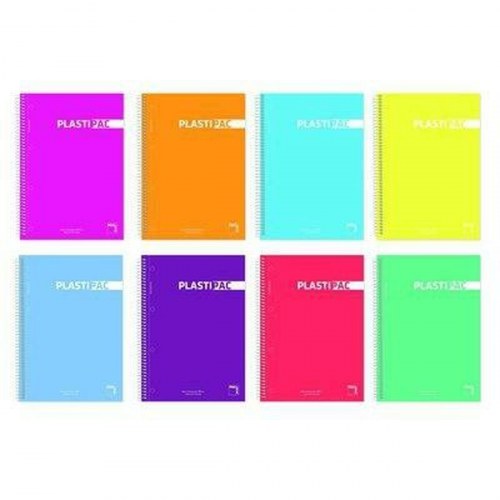 Pacsa Plastipac notesbog - Multifarvet, kvarter, 80 ark, spiral, 5 dele