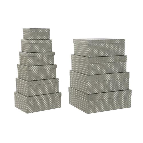 Sæt med æsker, som kan stables Mus Grå Hvid Pap (43,5 x 33,5 x 15,5 cm)