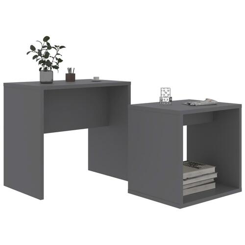 Sofabordssæt 48x30x45 cm konstrueret træ grå