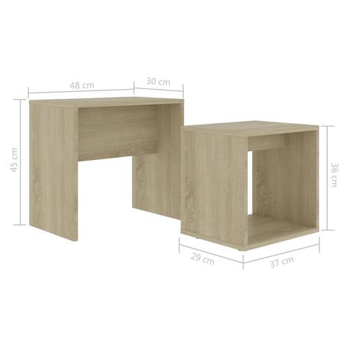 Sofabordssæt 48x30x45 cm konstrueret træ sonoma-eg