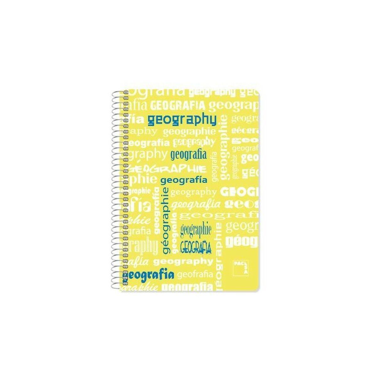 Pacsa notesbog A4 spiral - gul/multifarvet, 80 ark, 21,5 × 31,5 cm (4 stk)