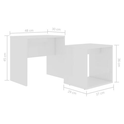 Sofabordssæt 48x30x45 cm konstrueret træ hvid højglans