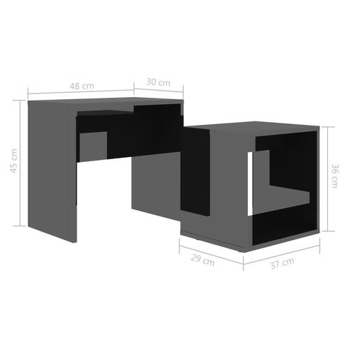 Sofabordssæt 48x30x45 cm konstrueret træ sort højglans