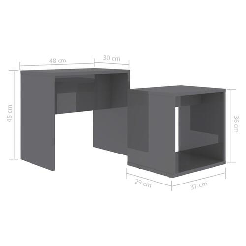 Sofabordssæt 48x30x45 cm konstrueret træ grå højglans